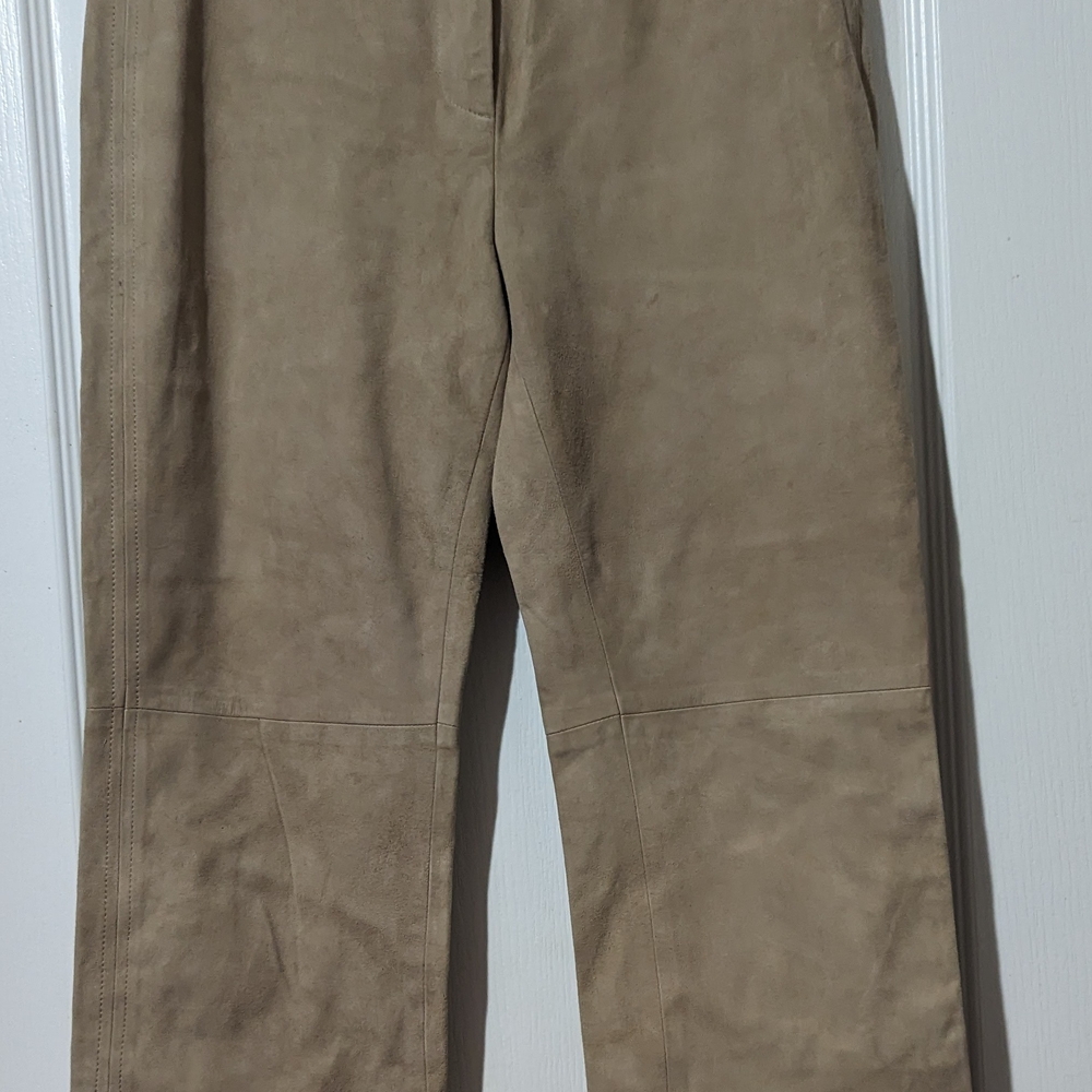 Vintage Faconnable Suede Pants Women’s Size 6 Tan Brown Goatskin Leather Western